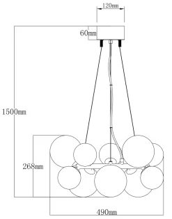 MOLEKYL Taklampa Rund 50cm Svart/Rökgrå