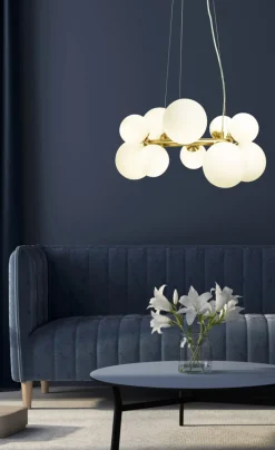 MOLEKYL Taklampa Rund 50cm Matt Mässing/Opalvit