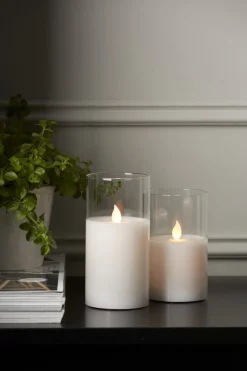 M-TWINKLE LED Blockljus 12,5cm Vax/Klar/Varmgul