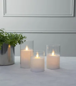 M-TWINKLE LED Blockljus 12,5cm Vax/Klar/Varmgul