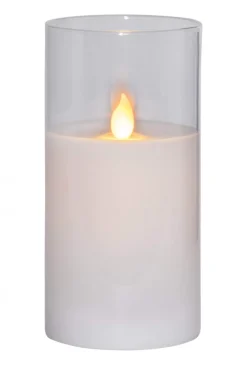 M-TWINKLE LED Blockljus 15cm Vax/Klar/Varmgul