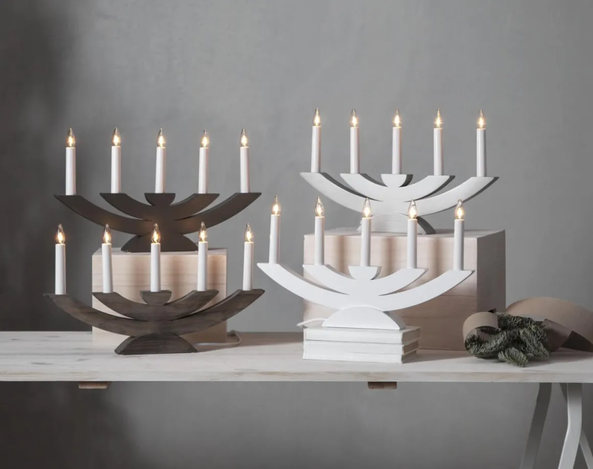 NAVIDA Ljusstake 5L 42cm Dimgrå