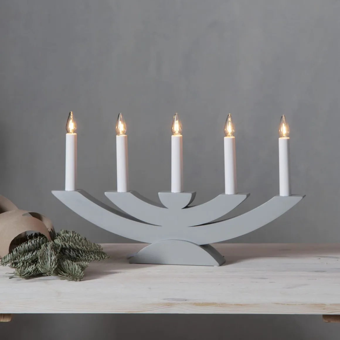 NAVIDA Ljusstake 5L 42cm Grå