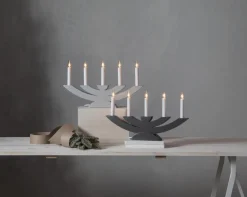 NAVIDA Ljusstake 5L 42cm Grå