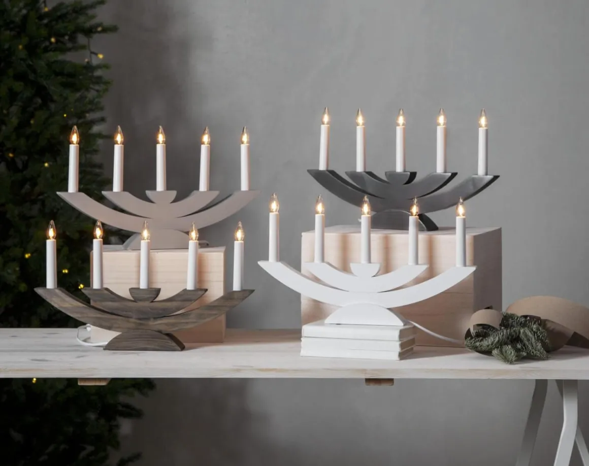 NAVIDA Ljusstake 5L 42cm Grå