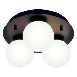 NICOSIA Plafond Bad 3L 25cm Svart/Opalvit IP44