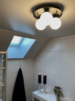 NICOSIA Plafond Bad 3L 25cm Svart/Opalvit IP44