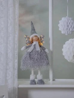 NOVA Batterifigur Dekorationsängel 55cm Grå