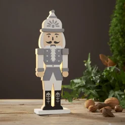 NUTCRACKER Bordsdekoration Batteri 25cm Grå/Vit