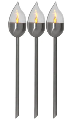 OLYMPUS Solcells-pollare 3-Pack 40cm Silver
