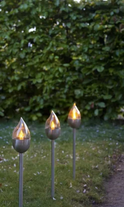 OLYMPUS Solcells-pollare 3-Pack 40cm Silver