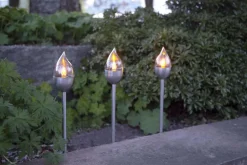 OLYMPUS Solcells-pollare 3-Pack 40cm Silver