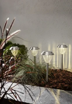 PALMA 4-PACK Solcells-Pollare 28cm Rostfritt Stål