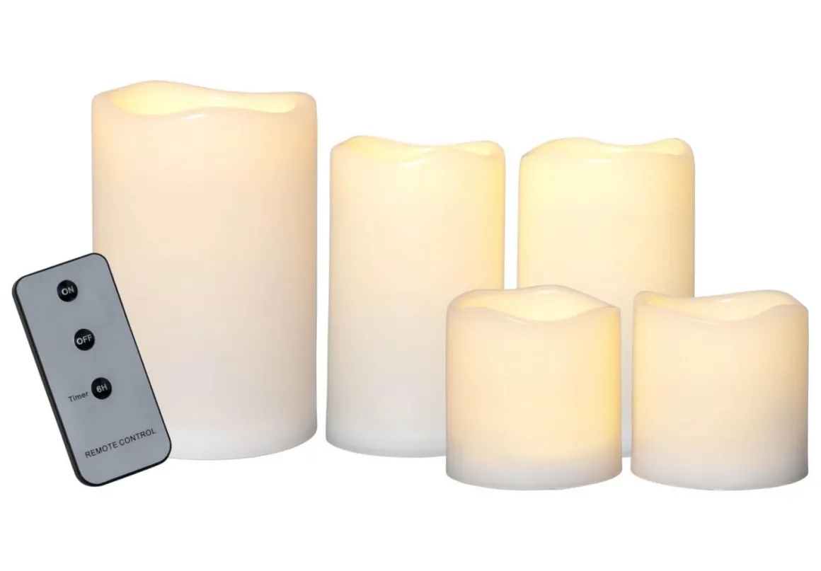 PAUL LED-Blockljus Fjärrkontroll 5-set Elfenben IP44