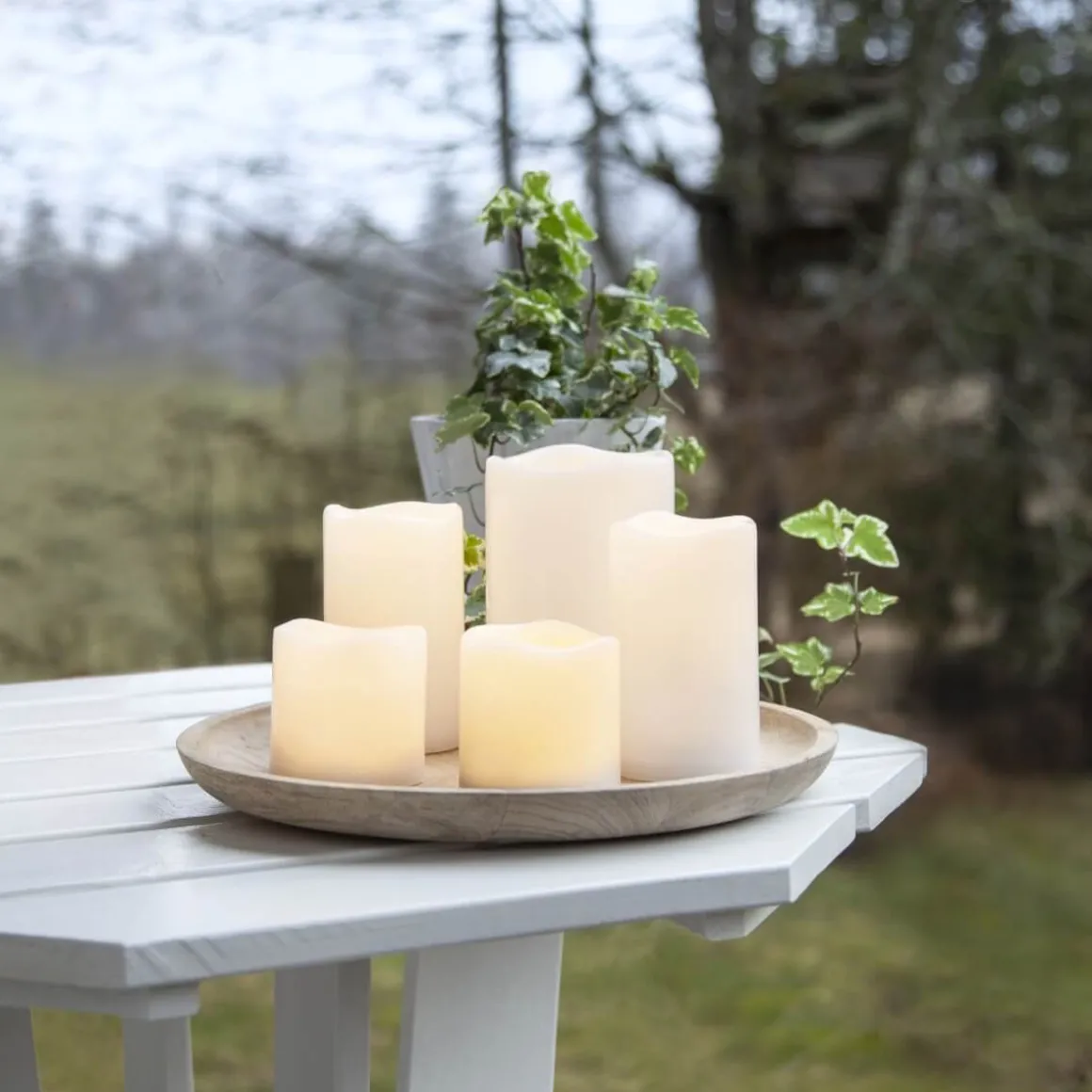 PAUL LED-Blockljus Fjärrkontroll 5-set Elfenben IP44