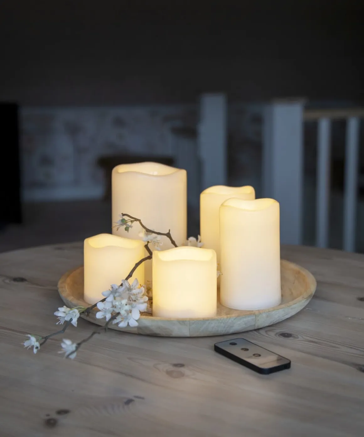 PAUL LED-Blockljus Fjärrkontroll 5-set Elfenben IP44