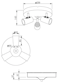PILOT Takspot 3:a Rund 25cm Svart/Krom