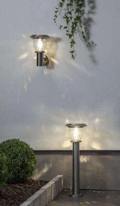 PIREUS Solcells-Vägglykta 27cm Rostfritt Stål