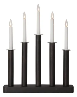 PLATE Ljusstake 5L 45cm Svart