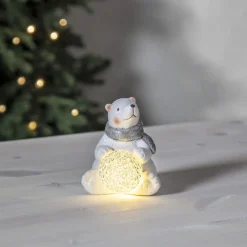 POLARE Dekorationsfigur Isbjörn Batteri 12cm Vit