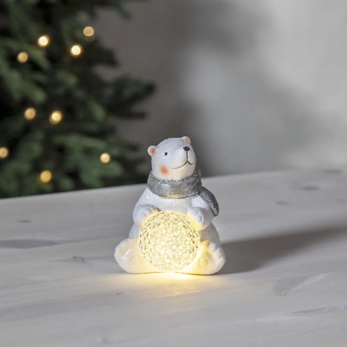 POLARE Dekorationsfigur Isbjörn Batteri 12cm Vit