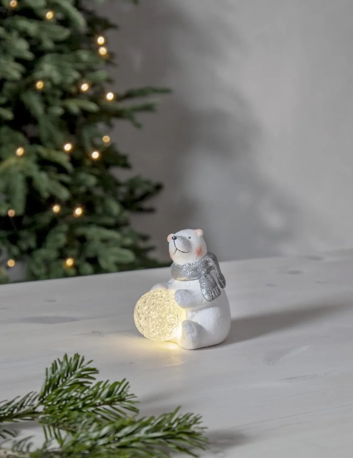 POLARE Dekorationsfigur Isbjörn Batteri 12cm Vit