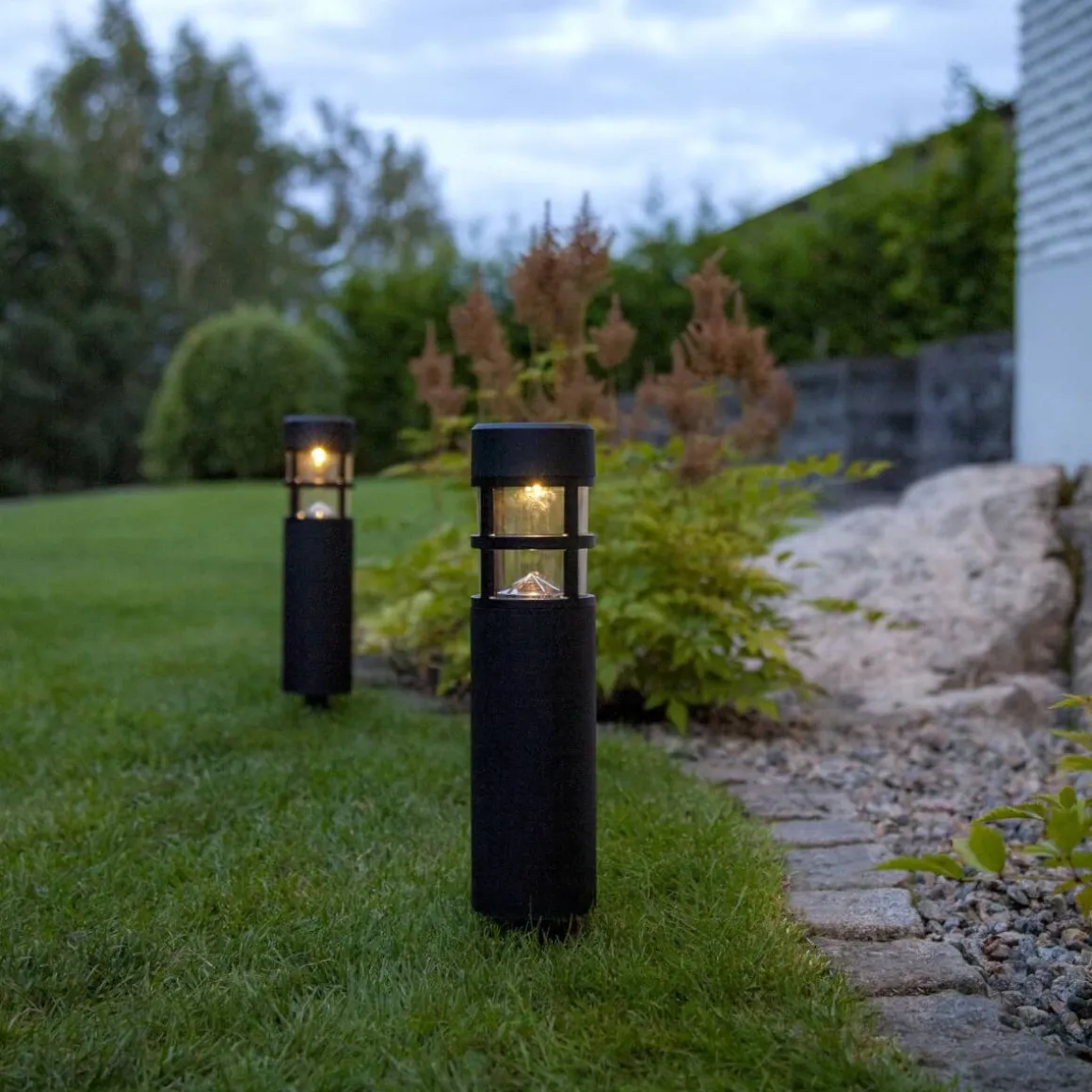 RUNDI Solcells-pollare 2-Pack 28cm Svart