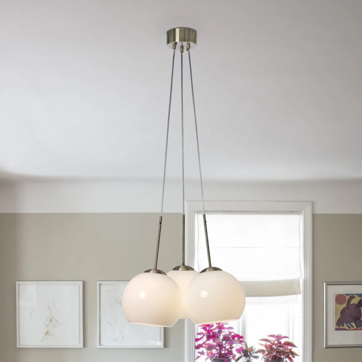 SALLE Takpendel 3a 450mm Antikmässing/Vit