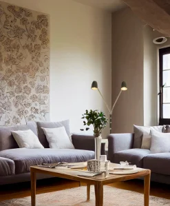 SANDNES Golvlampa dubbel 140cm Svart/Krom