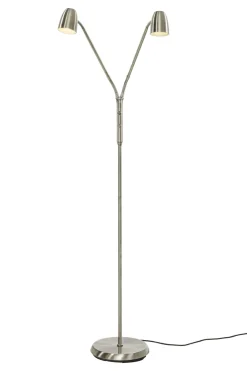 SANDNES Golvlampa dubbel 140cm Borstad Stål
