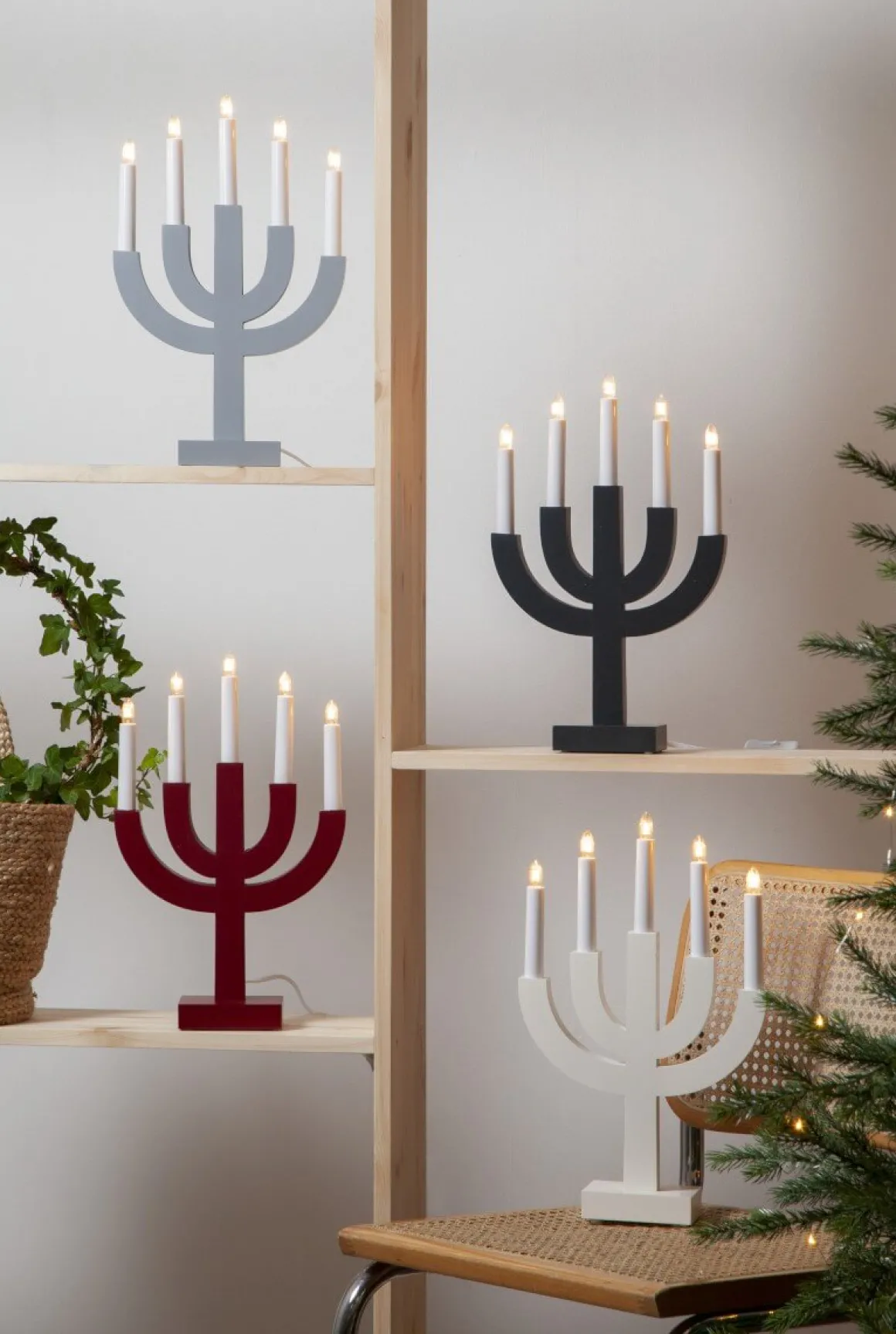 SELMA Träljusstake 25cm Vit