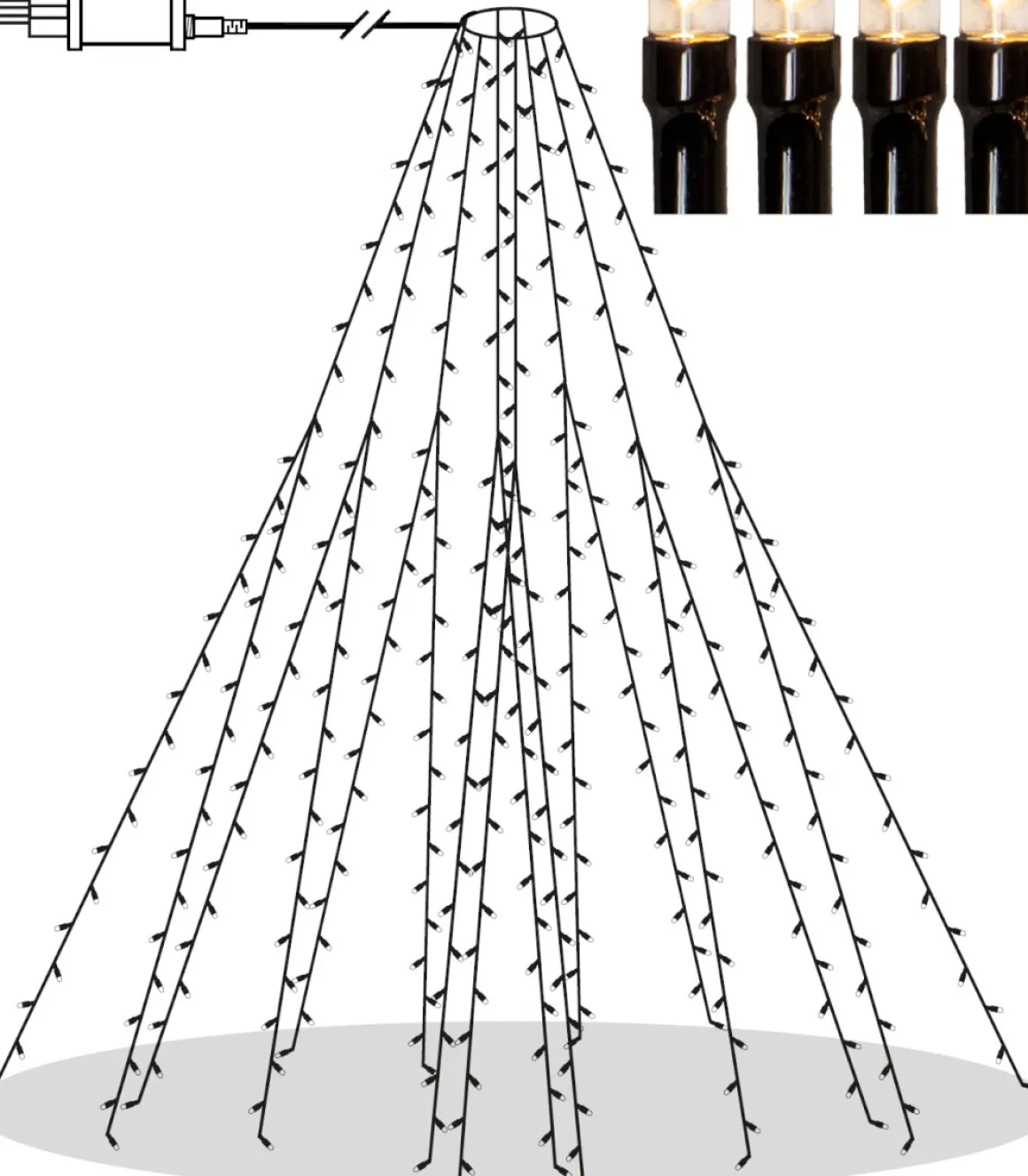 SHINY WARMWHITE Julgransbelysning 200cm 360LED Varmvit/Grön IP44