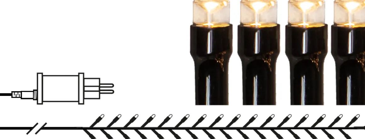 SHINY WARMWHITE Ljusslinga 24m 1200LED Varmvit/Svart IP44