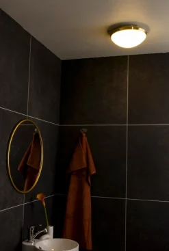 SIRACUSA LED-Plafond Bad 25cm Matt Mässing/Opalvit IP44