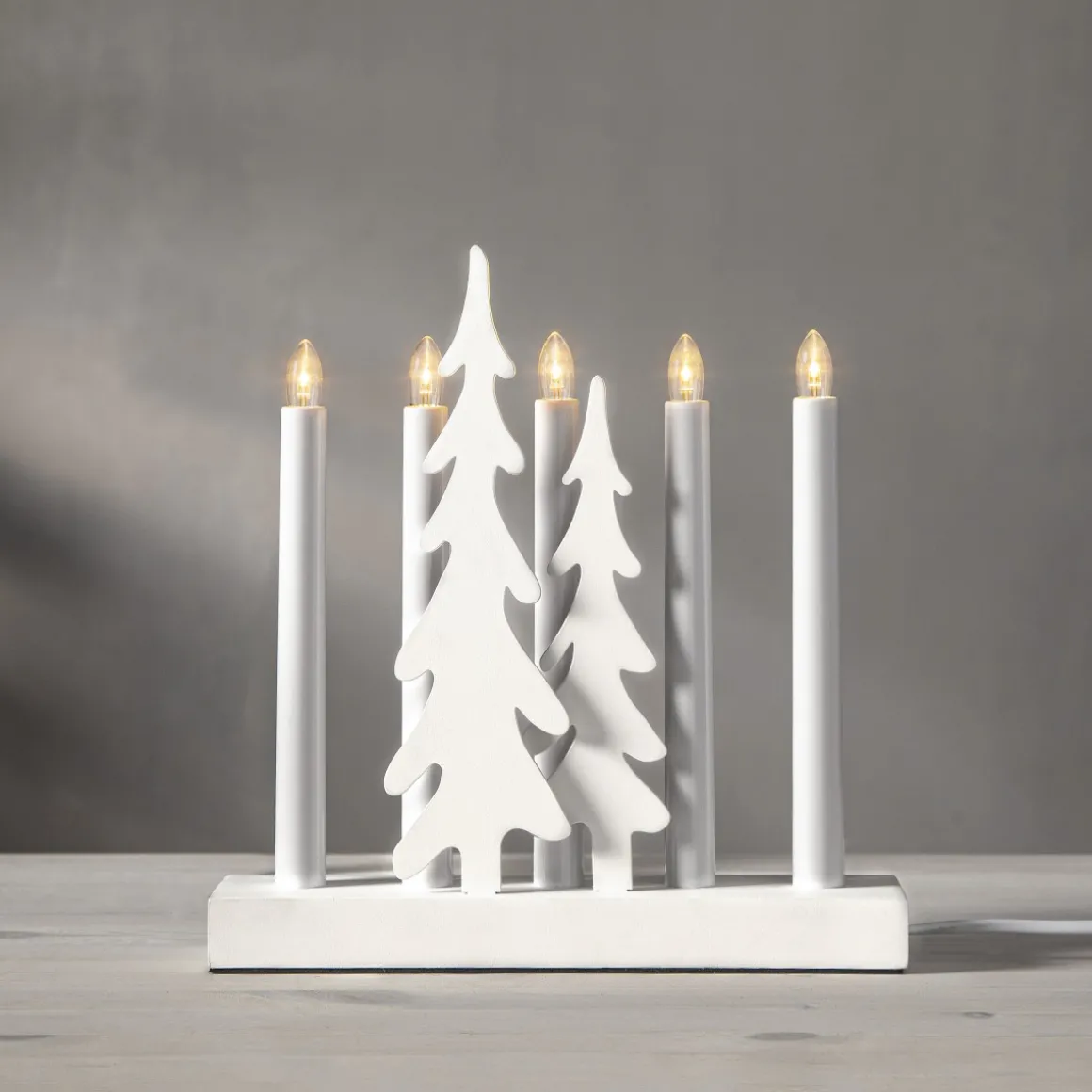 SKOG Ljusstake 5L 27cm LED Vit