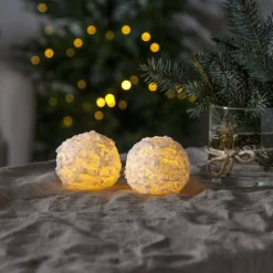 SNOWBALL LED-Blockljus 2-Pack Batteri 8cm Vit