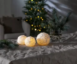 SNOWBALL LED-Blockljus 2-Pack Batteri 8cm Vit