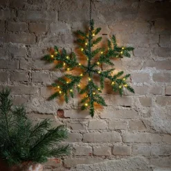 SNOWFLAKE Krans Batteri 63cm 42LED Grön IP44