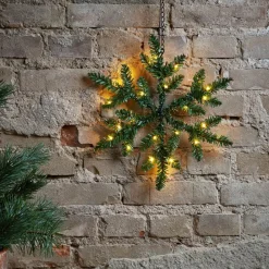 SNOWFLAKE Krans Batteri 40cm 24LED Grön IP44