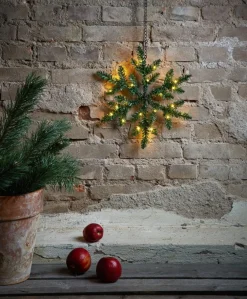 SNOWFLAKE Krans Batteri 40cm 24LED Grön IP44