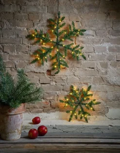 SNOWFLAKE Krans Batteri 40cm 24LED Grön IP44