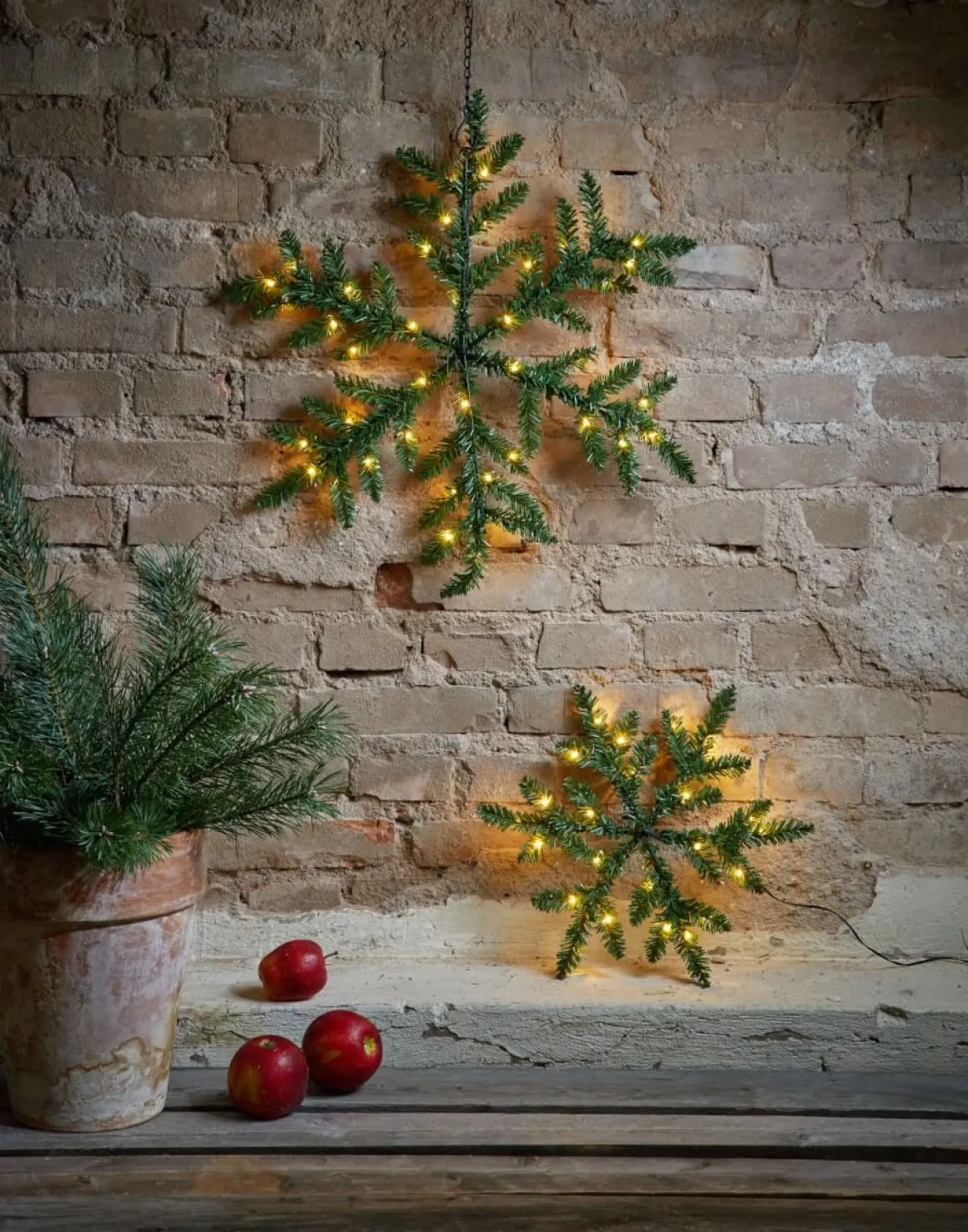 SNOWFLAKE Krans Batteri 40cm 24LED Grön IP44