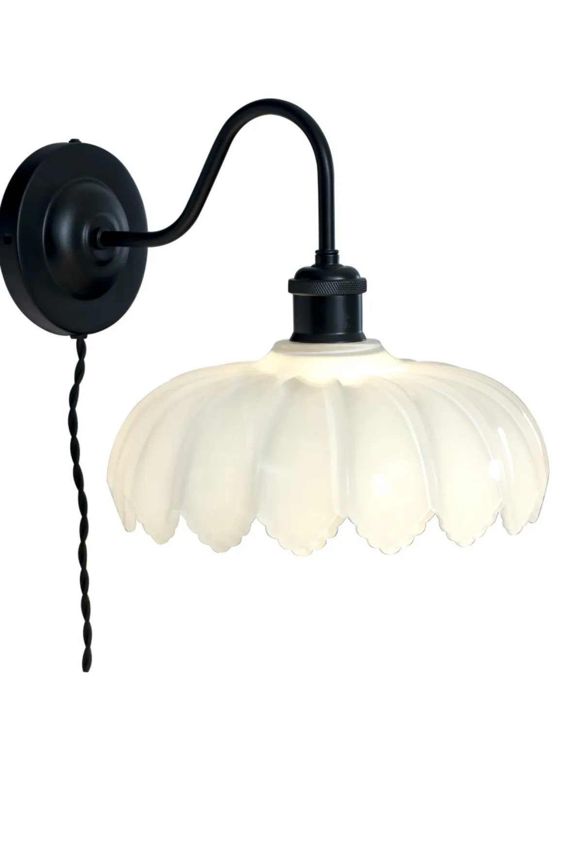 SOFIA Vägglampa 25cm Svart/Opalvit