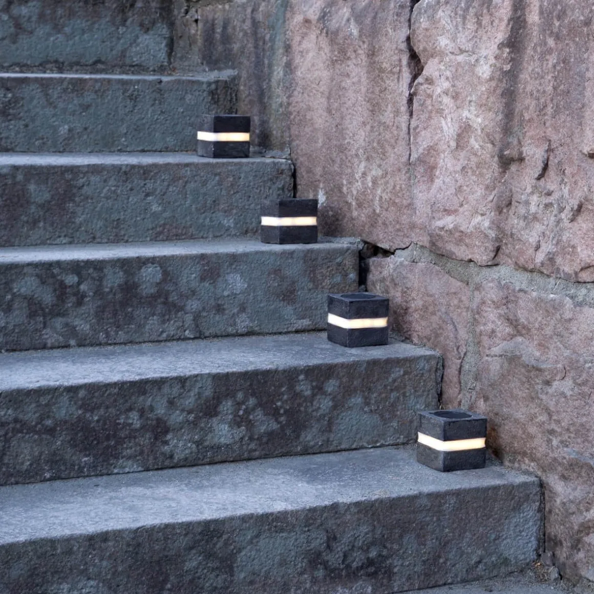 STONECUBE Solcellsdekoration 2-pack 8,5cm Grå