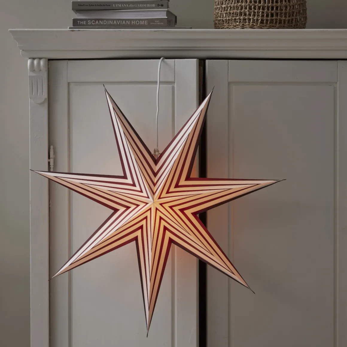 STRIPE Pappersstjärna 60cm Röd/Vit