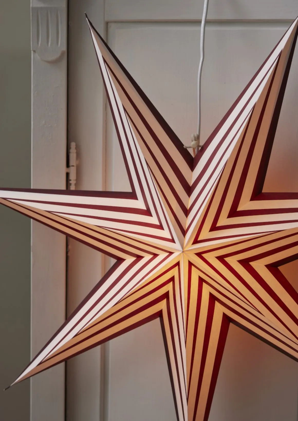 STRIPE Pappersstjärna 60cm Röd/Vit