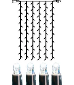 SYSTEM LED EXTRA Ljusgardin 2m 102LED Kallvit/Svart IP44