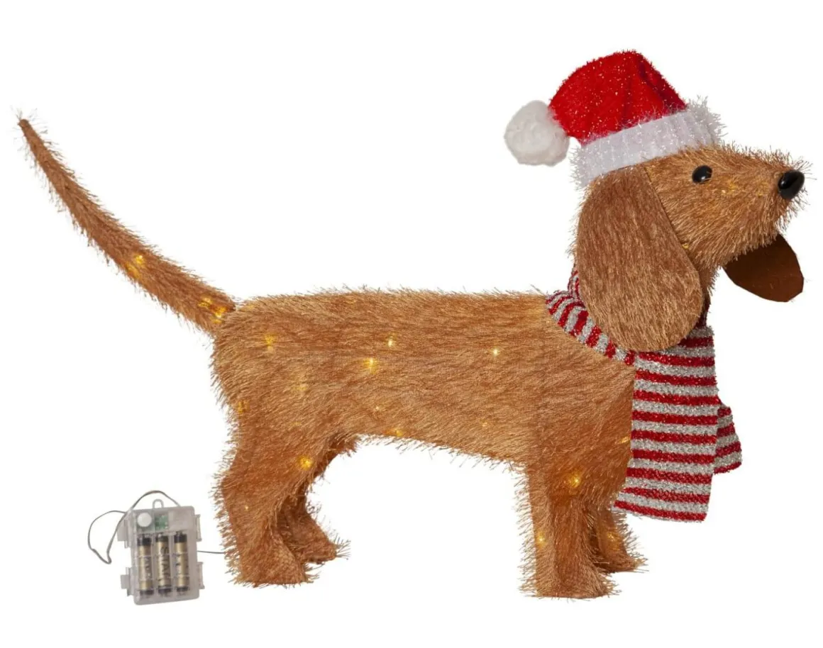 TECIDY Utomhusdekoration Hund Batteri 70cm Brun