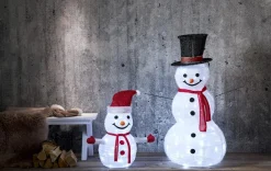 TECIDY Utomhusdekoration Snögubbe Batteri 70cm Vit/Röd