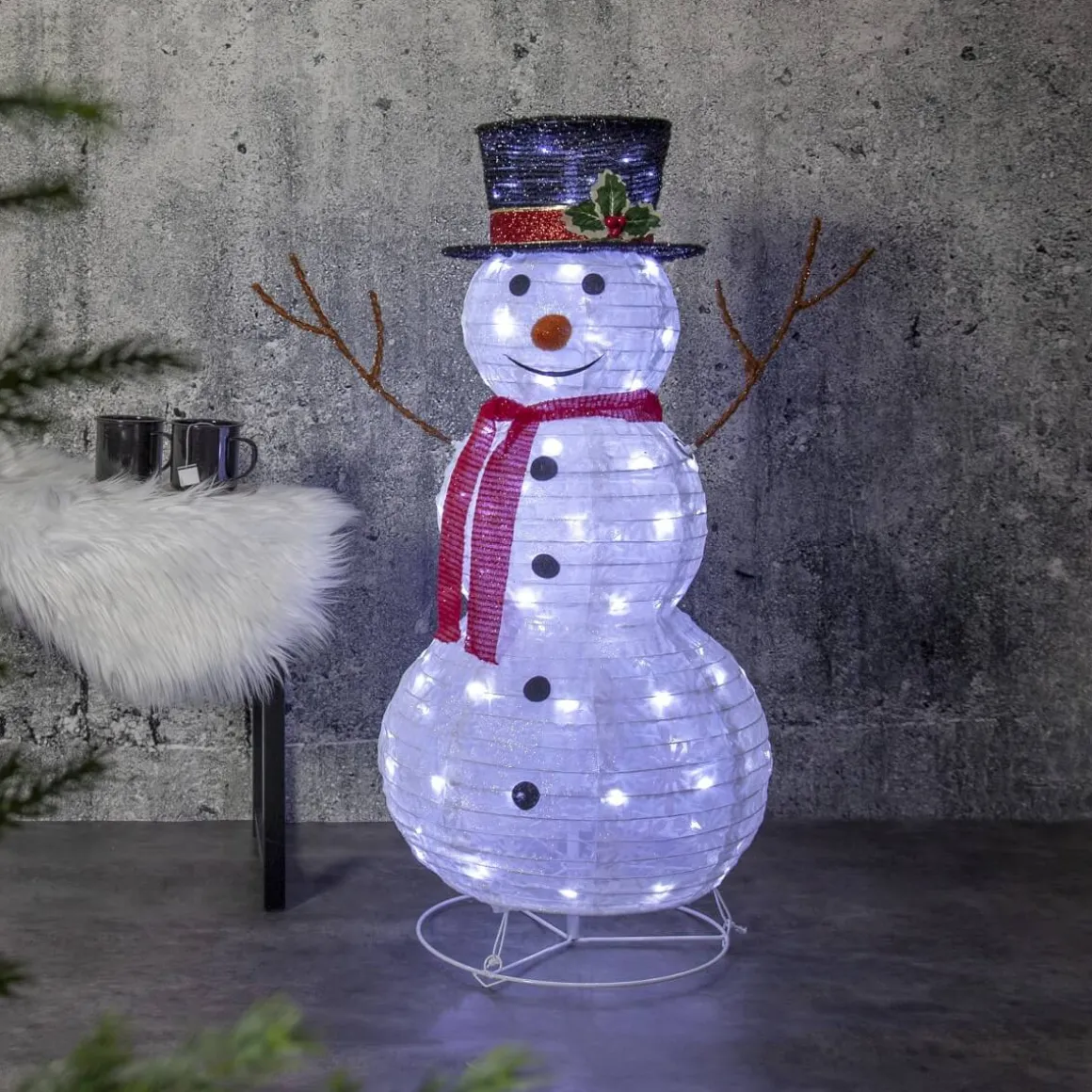 TECIDY Utomhusdekoration Snögubbe 90cm Vit